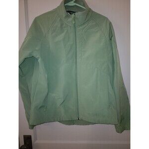 BLACK DIAMOND Jacket Women Size XL Solid Green Long Sleeve Full Zip Moto Neck OC